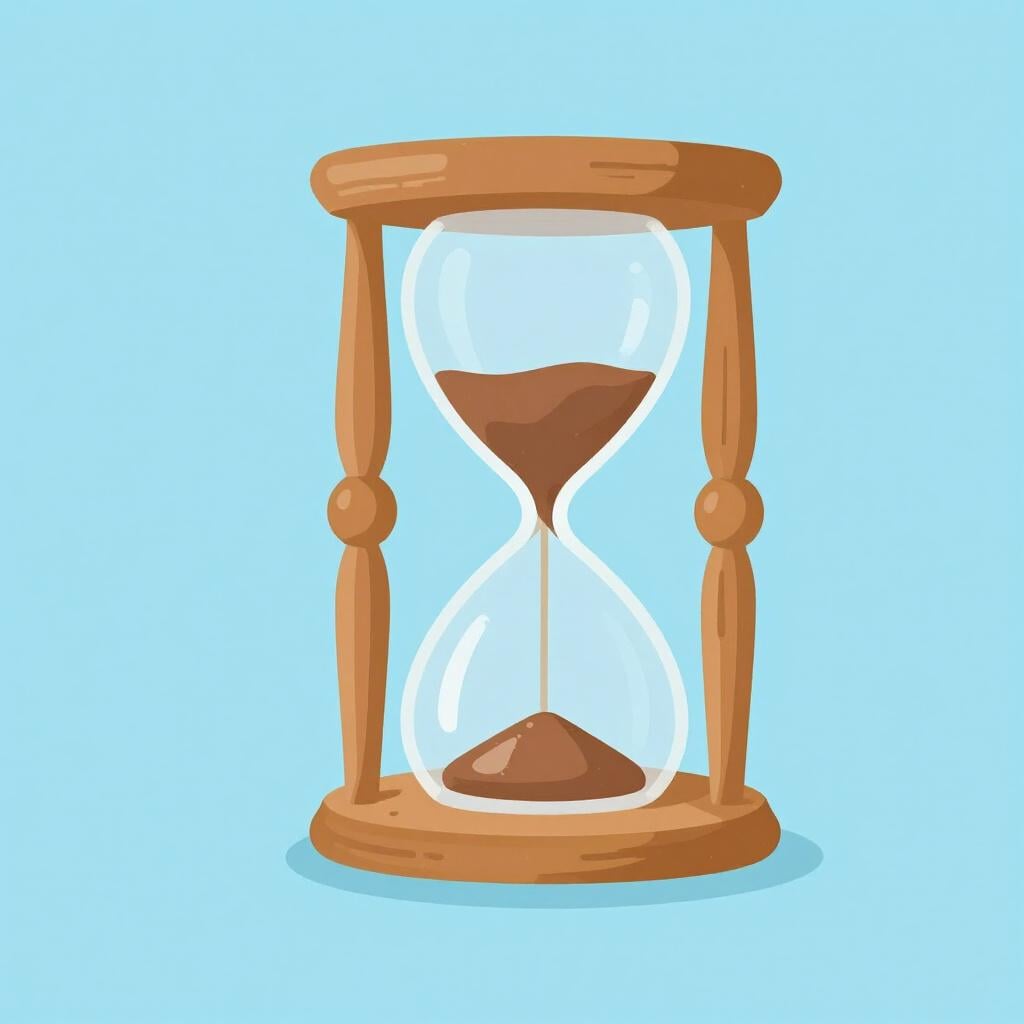 An hourglass turned upside down with sand flowing in the opposite direction.