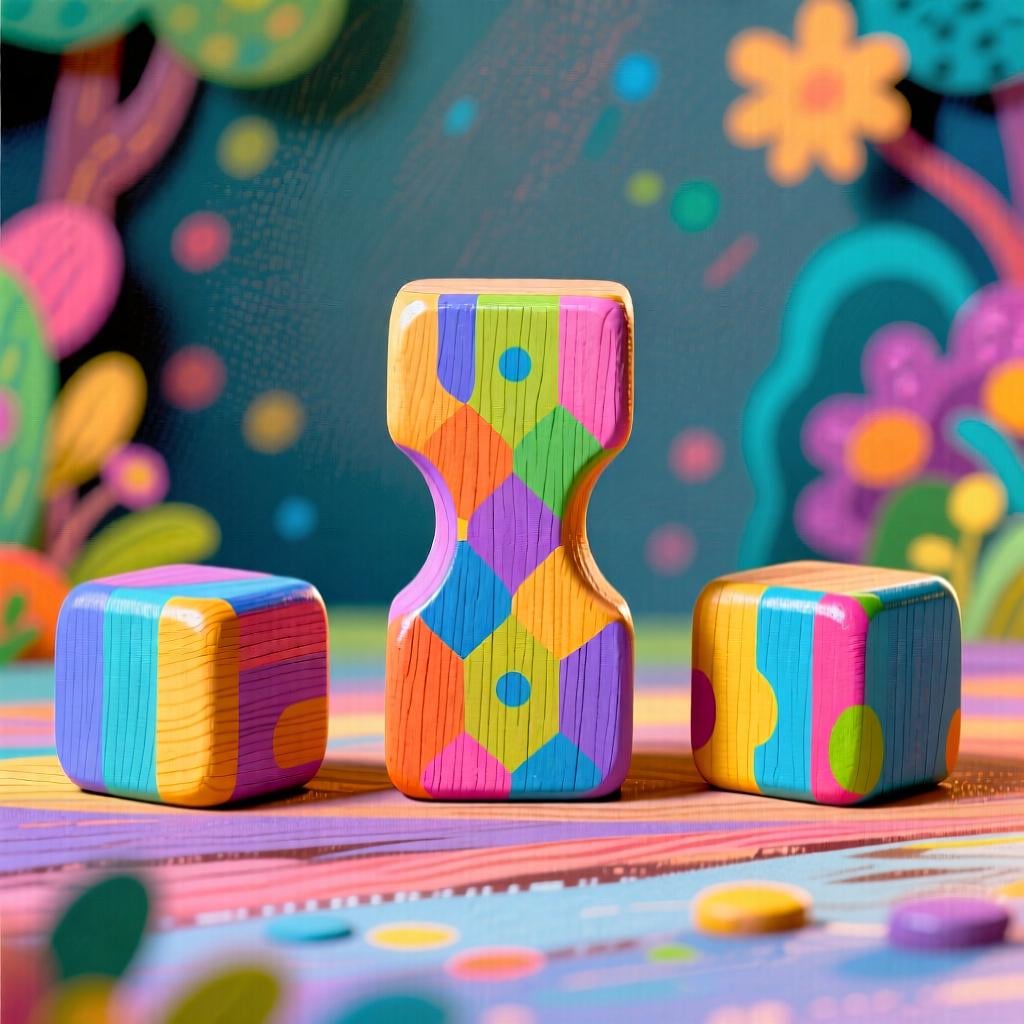 Three similar blocks showing slight variations in shape based on their linear arrangement, symbolizing grammatical case changes.