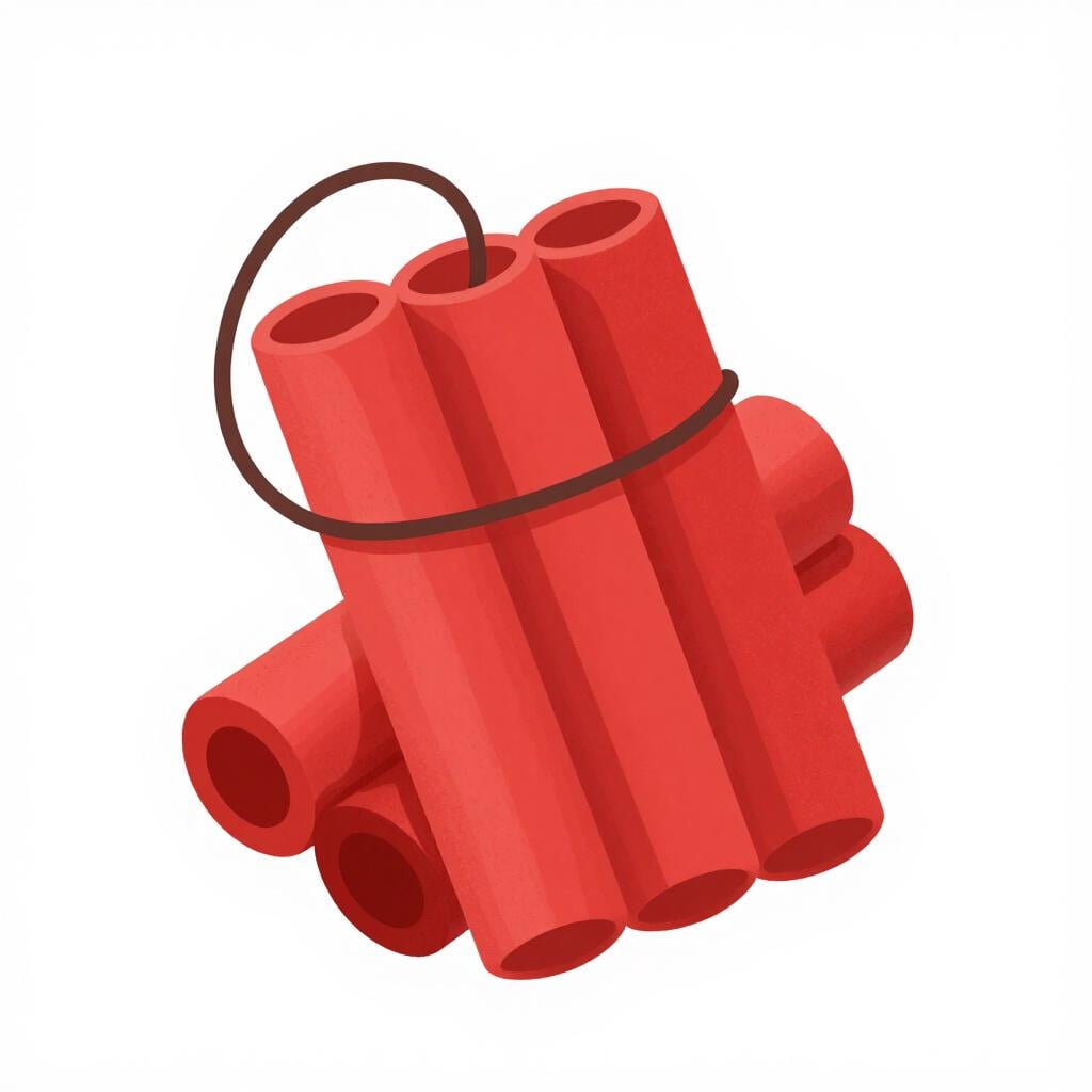 Three sticks of dynamite tied together with a simple fuse.