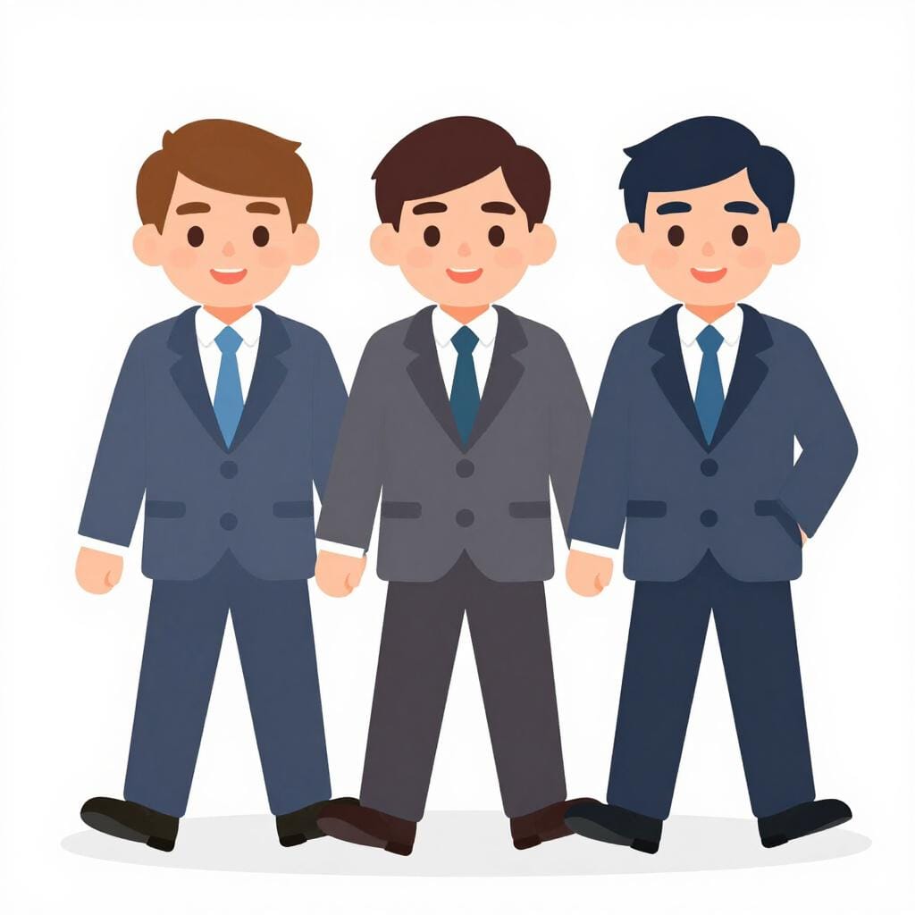 A small group of diverse people walking together in professional attire, representing a unified group.