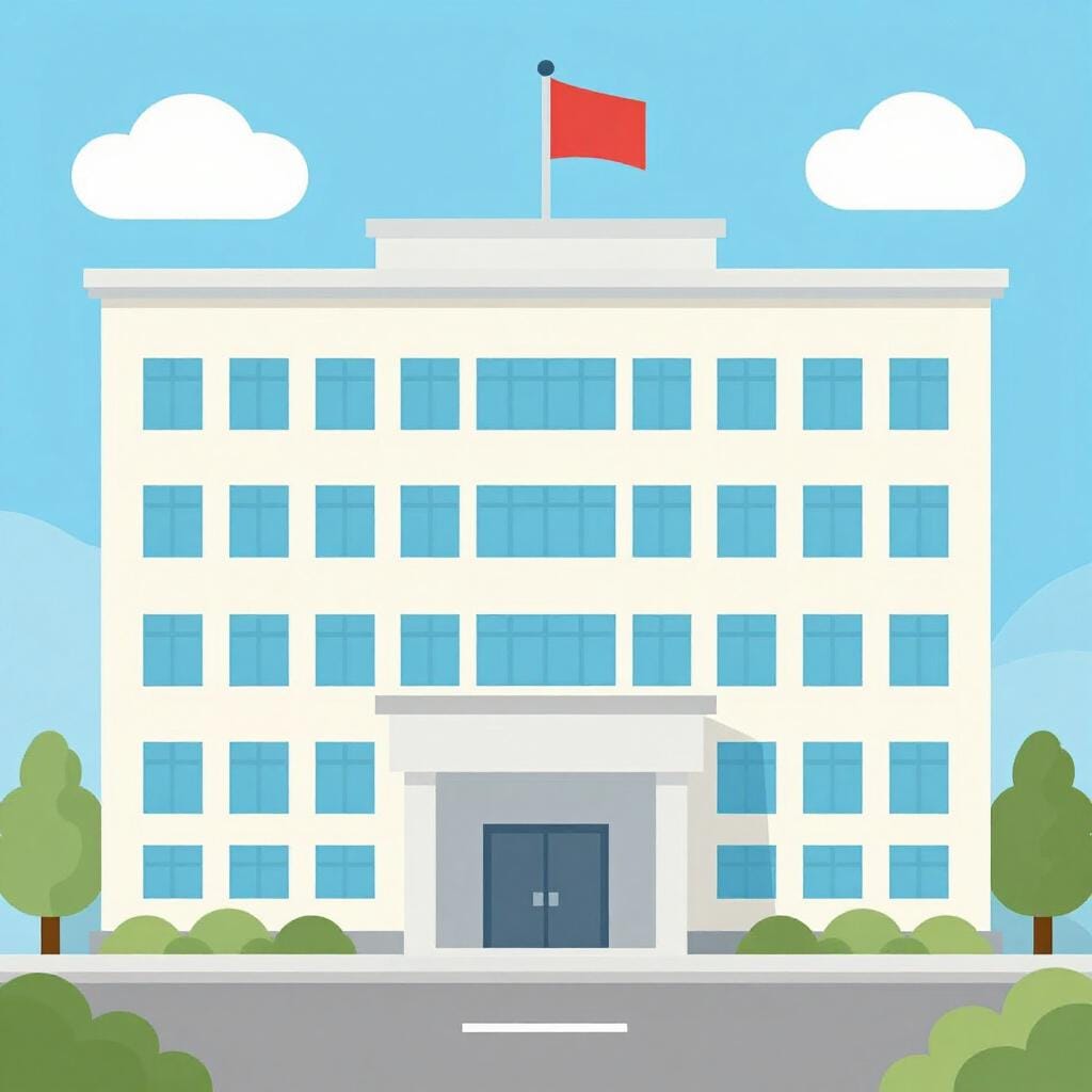 A large, modern office building with many windows, representing a formal institution or entity.