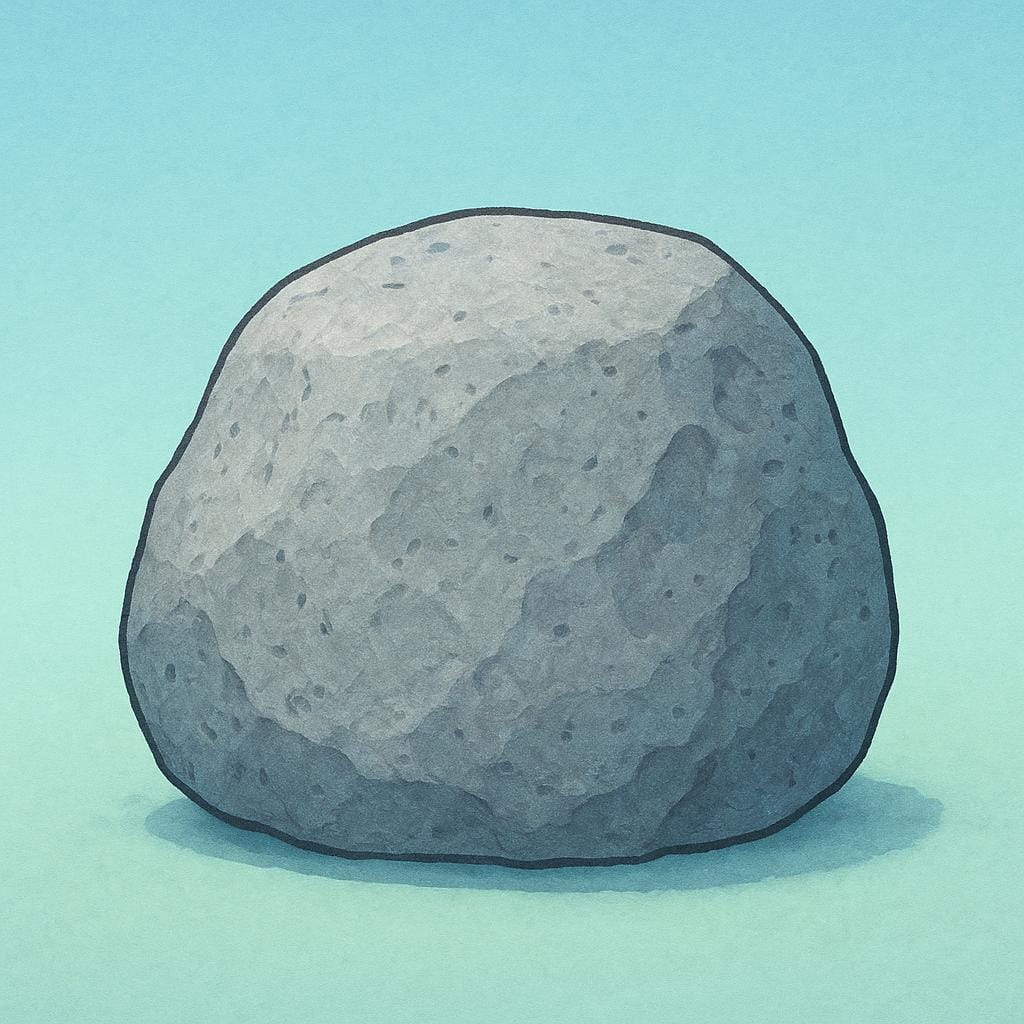 A close-up illustration of a gray stone with a visibly coarse, uneven texture, emphasizing its roughness.