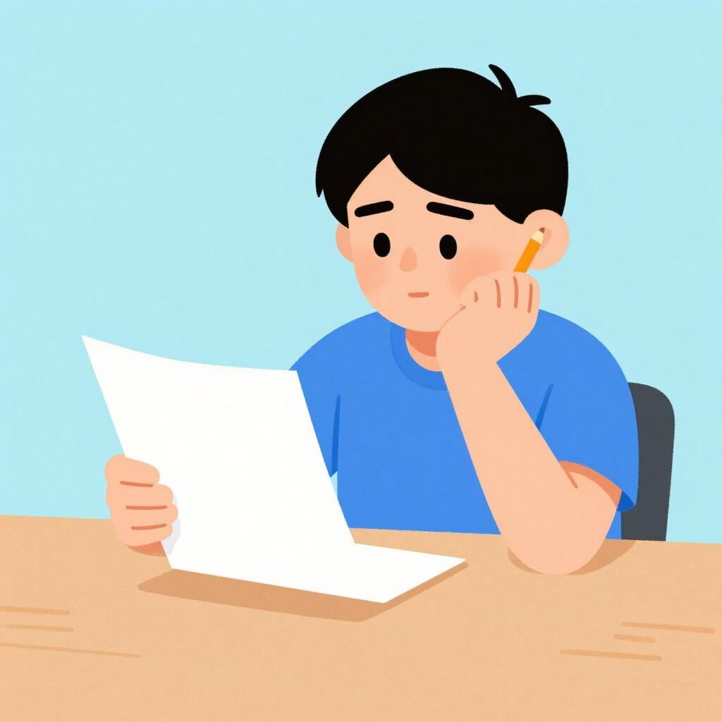 A person looking thoughtful with a pencil held to their chin, thinking about writing.