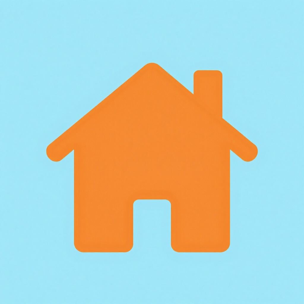 デジタルインターフェースのホームボタンを表す、家のシンボルを様式化したカラフルなイラスト。