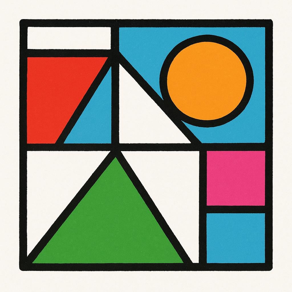 A high quality simple colorful storybook illustration showing thick, distinct black lines drawn horizontally, vertically, and diagonally on a white background.