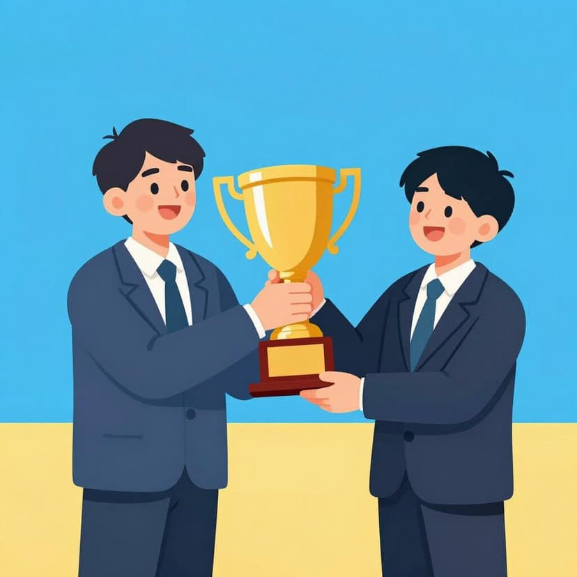 Un officiel souriant remettant un grand trophée doré à une personne sur scène.