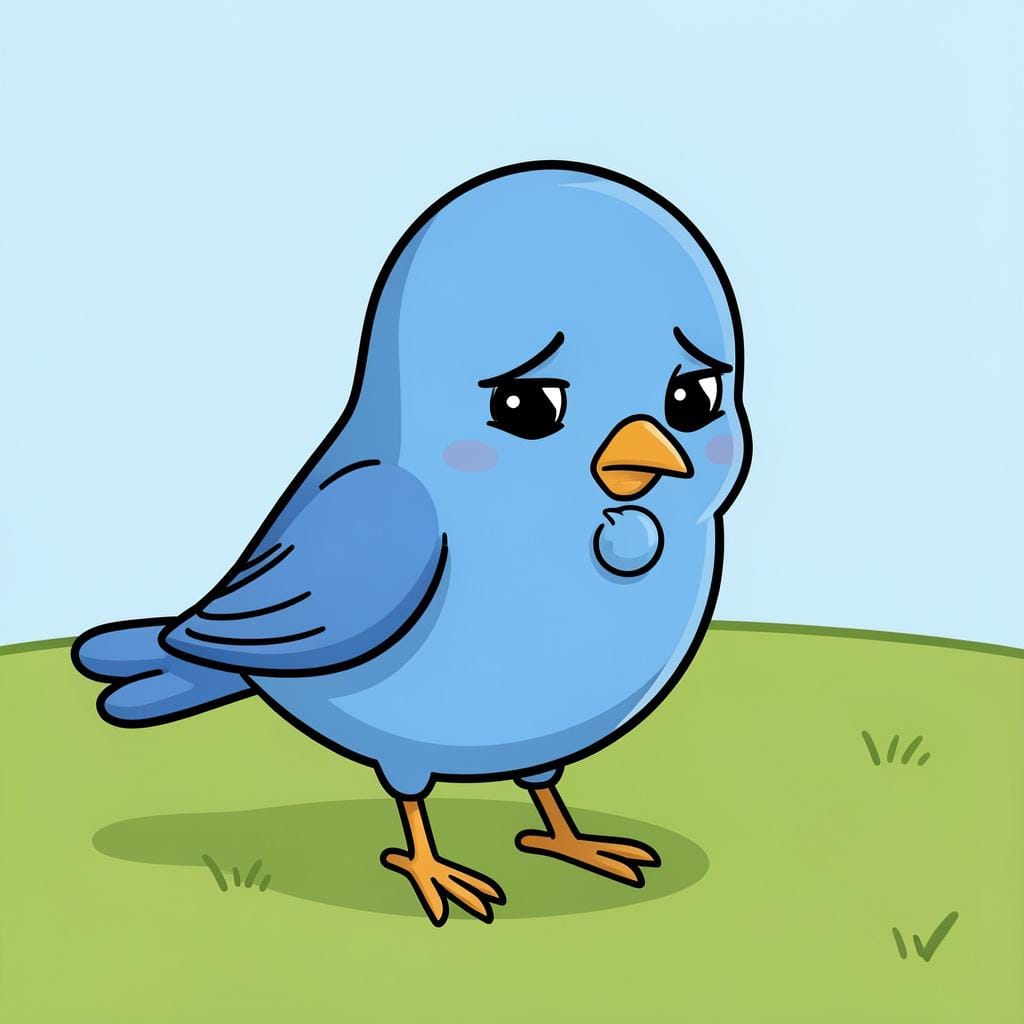 A small bird looking sad with a visible glowing lump in its throat area.