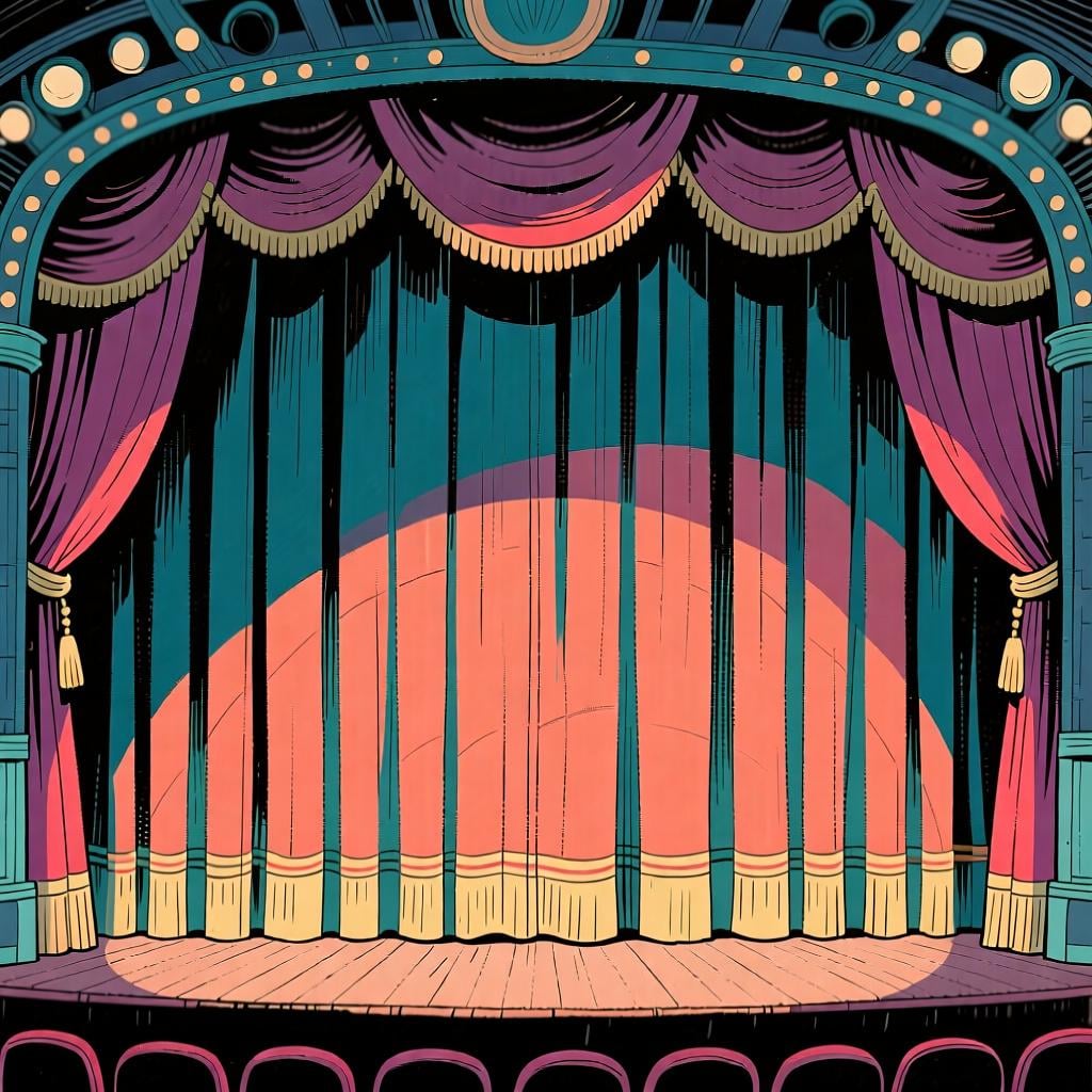 A heavy, deep red theater curtain hanging completely still and closed, indicating the end of an event.
