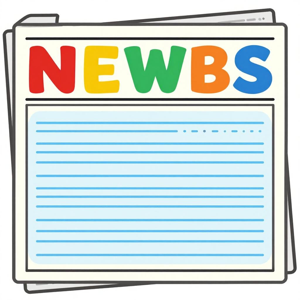 Um ícone grande de jornal com uma seção superior em negrito e um bloco menor de linhas abaixo representando um resumo.