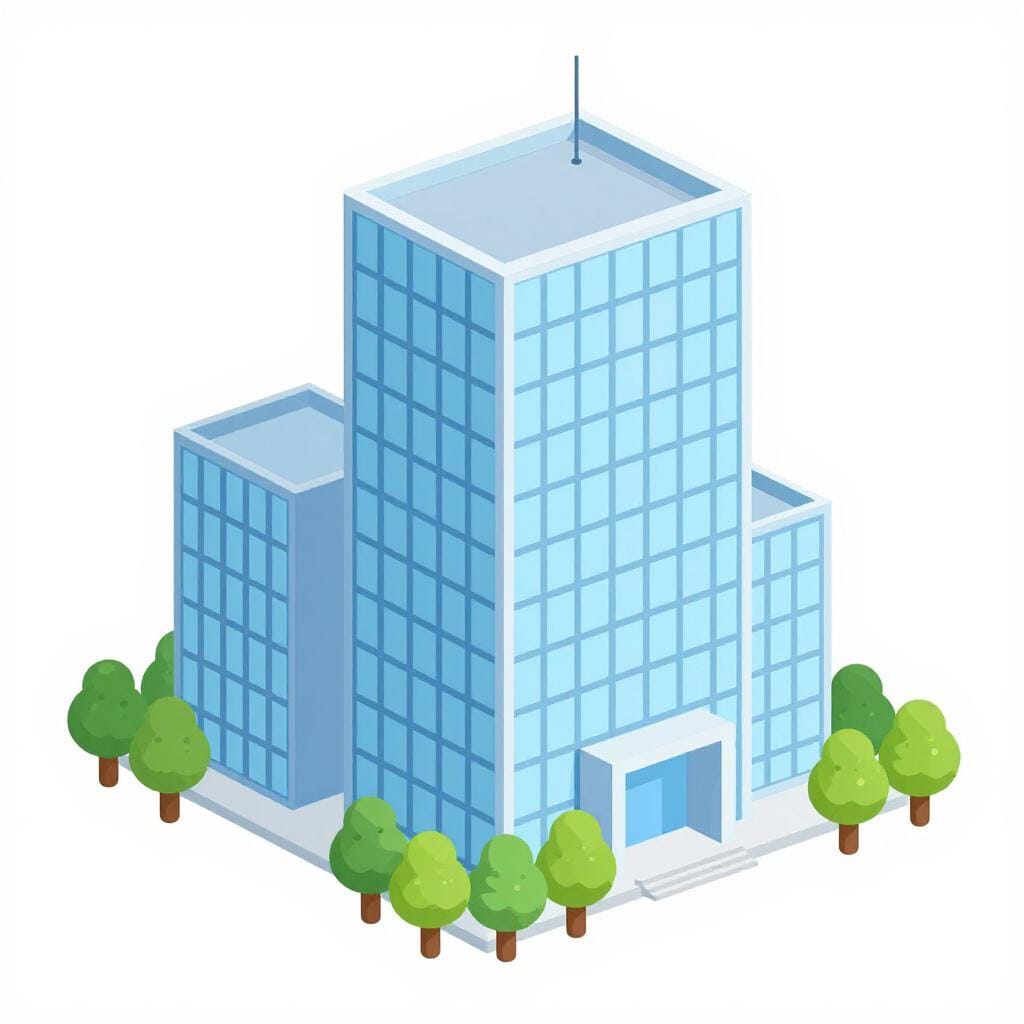 A modern glass bank building with a blue sky background.