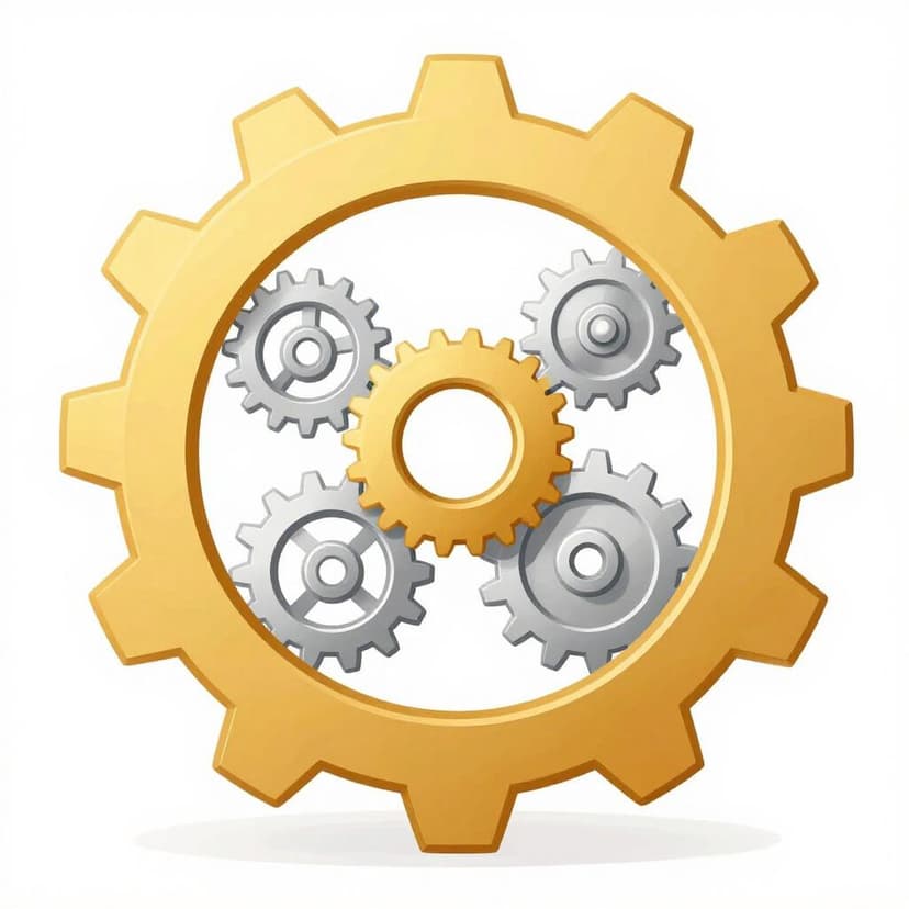 Een tandwiel dat een reeks andere verbonden tandwielen in een machine aandrijft.