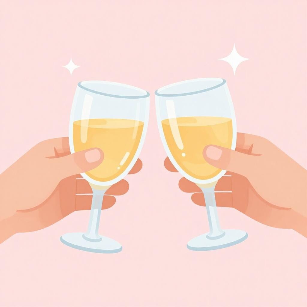 Two people clinking their glasses together in a celebratory toast.
