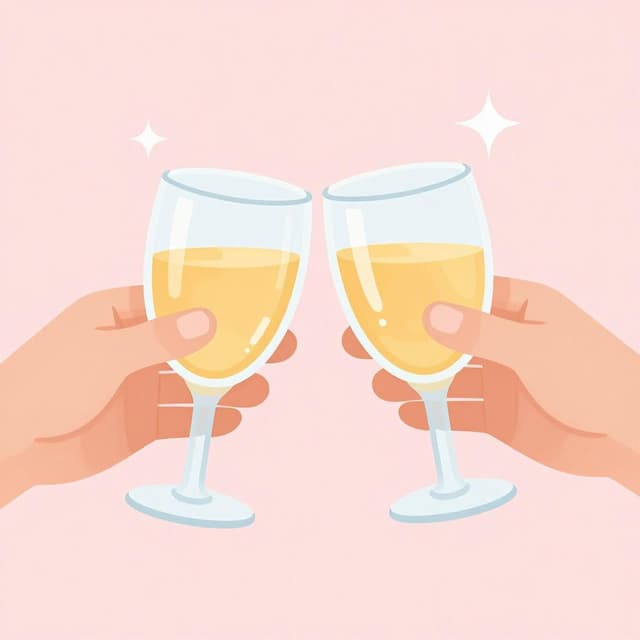 Two people clinking their glasses together in a celebratory toast.