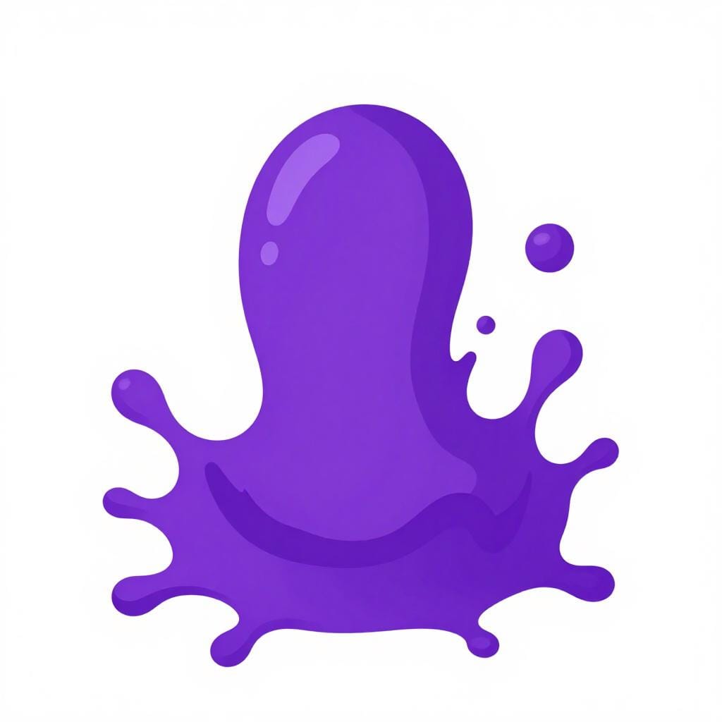 A splash of bright violet paint on a clean white background.