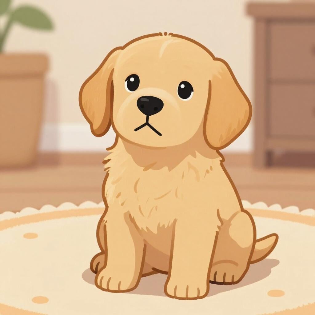 A small fluffy puppy looking up with big eyes at a person who is smiling warmly.