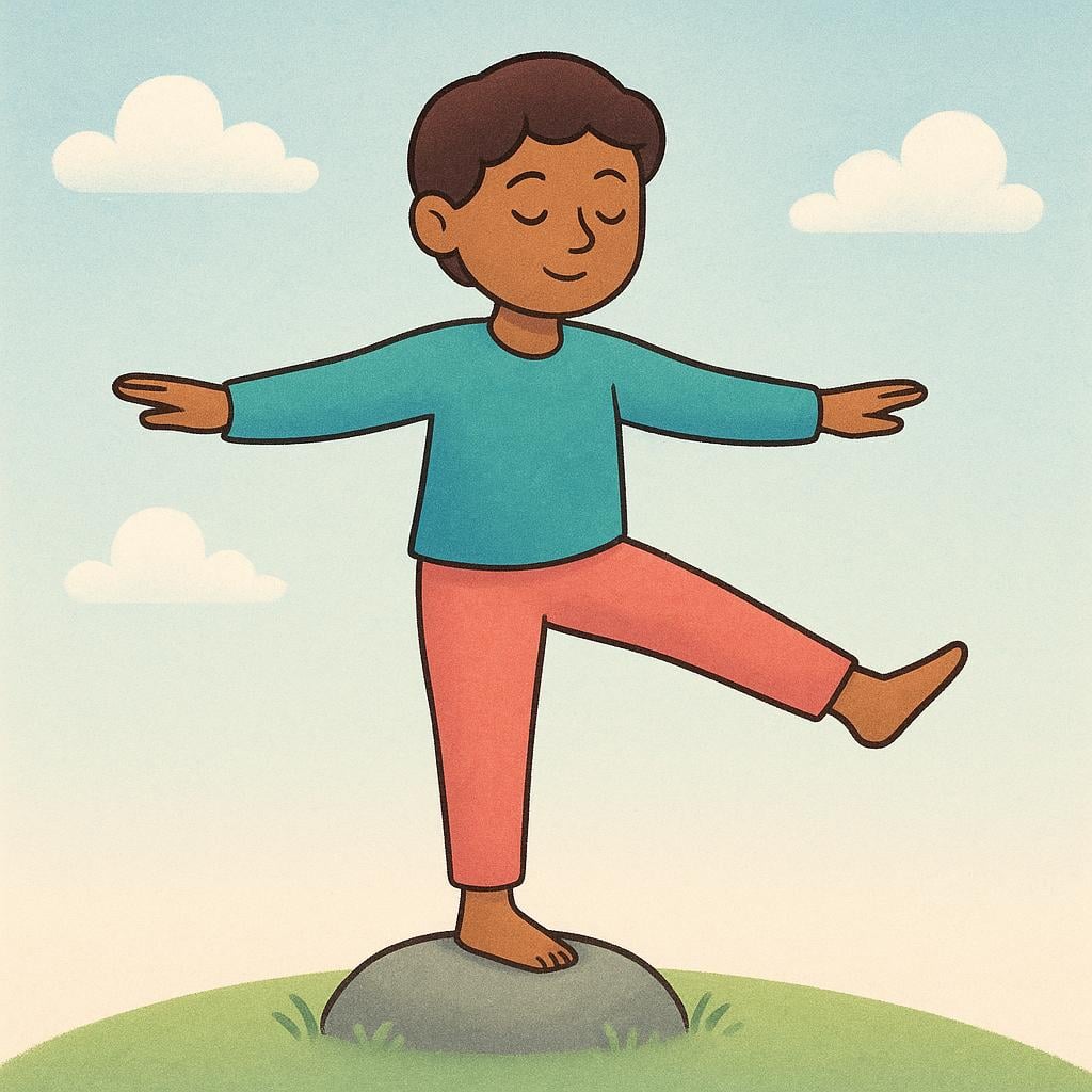 A person standing perfectly balanced on a single foot with arms outstretched, maintaining a steady posture, representing keeping oneself in a state.