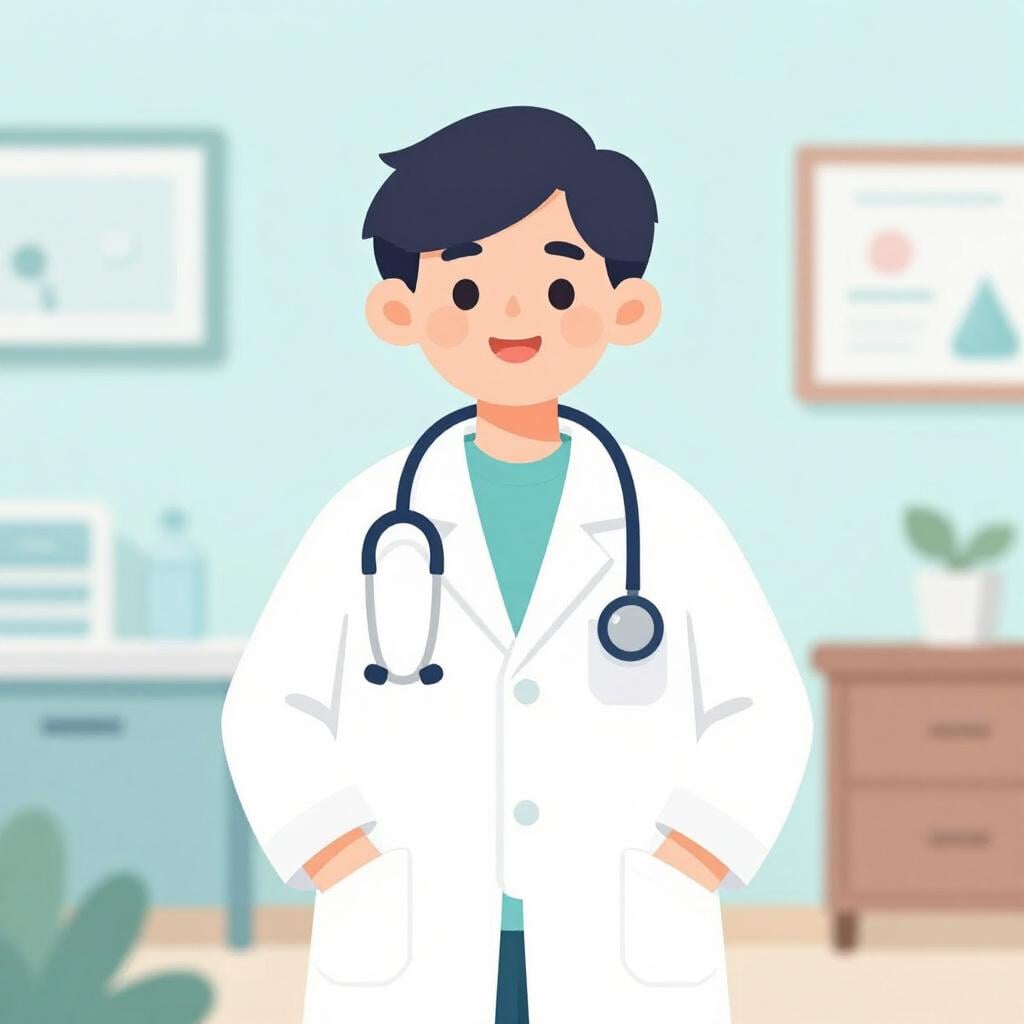 Een dokter in een witte jas met een stethoscoop om de nek.