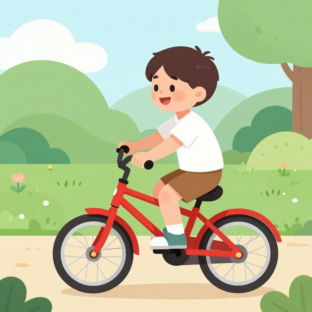 A child happily receiving a shiny new bicycle as a gift.