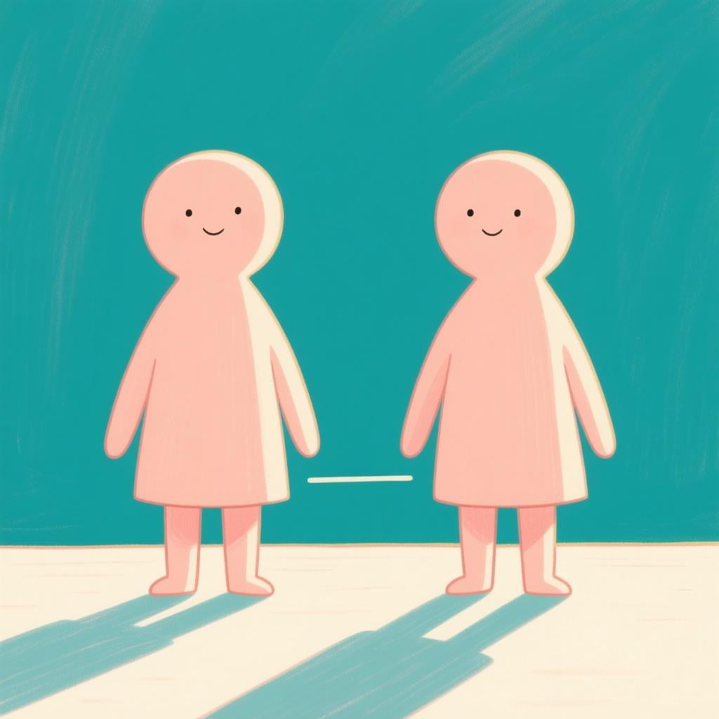 Two identical stylized human figures standing on a perfectly level, balanced platform, representing equal rights.