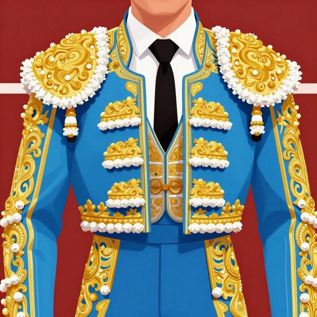 A close up of a decorative jacket with intricate gold embroidery and patterns.