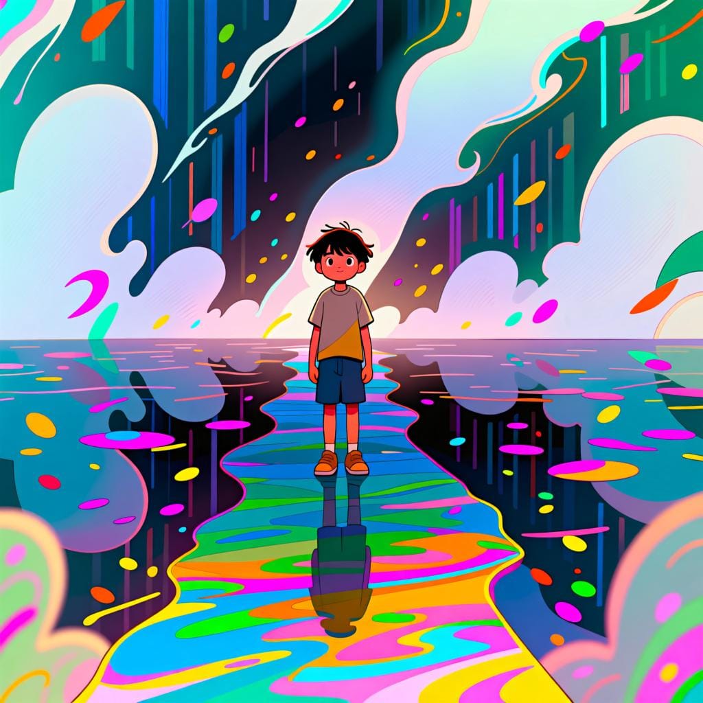 A solitary figure standing on a bright, clear path, looking toward the future. The path immediately behind them is covered in a gentle, sepia-toned mist, symbolizing the past.