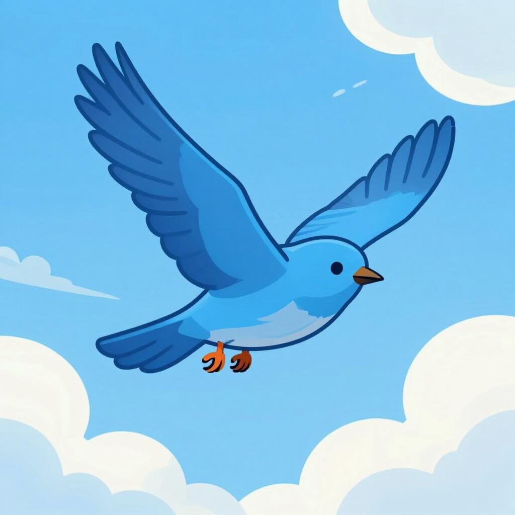 Un oiseau coloré en plein vol avec les ailes déployées dans un ciel bleu clair.