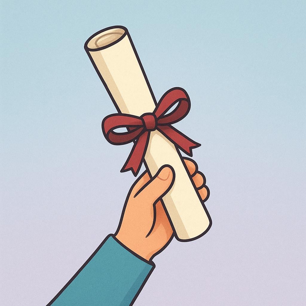 A stylized illustration of a hand presenting a formal rolled-up scroll tied with a ribbon, symbolizing a formal document or plan.