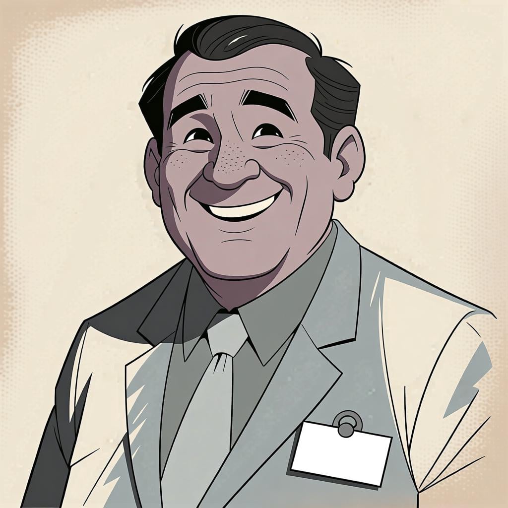 A friendly, professional man in a suit, being referred to with the title 'Sr.' to show respect.