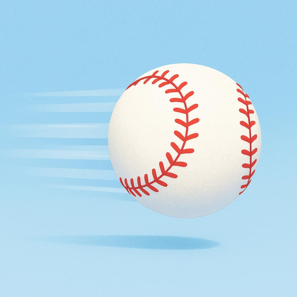 A baseball flying through the air with speed lines behind it to indicate a fast, straight path.