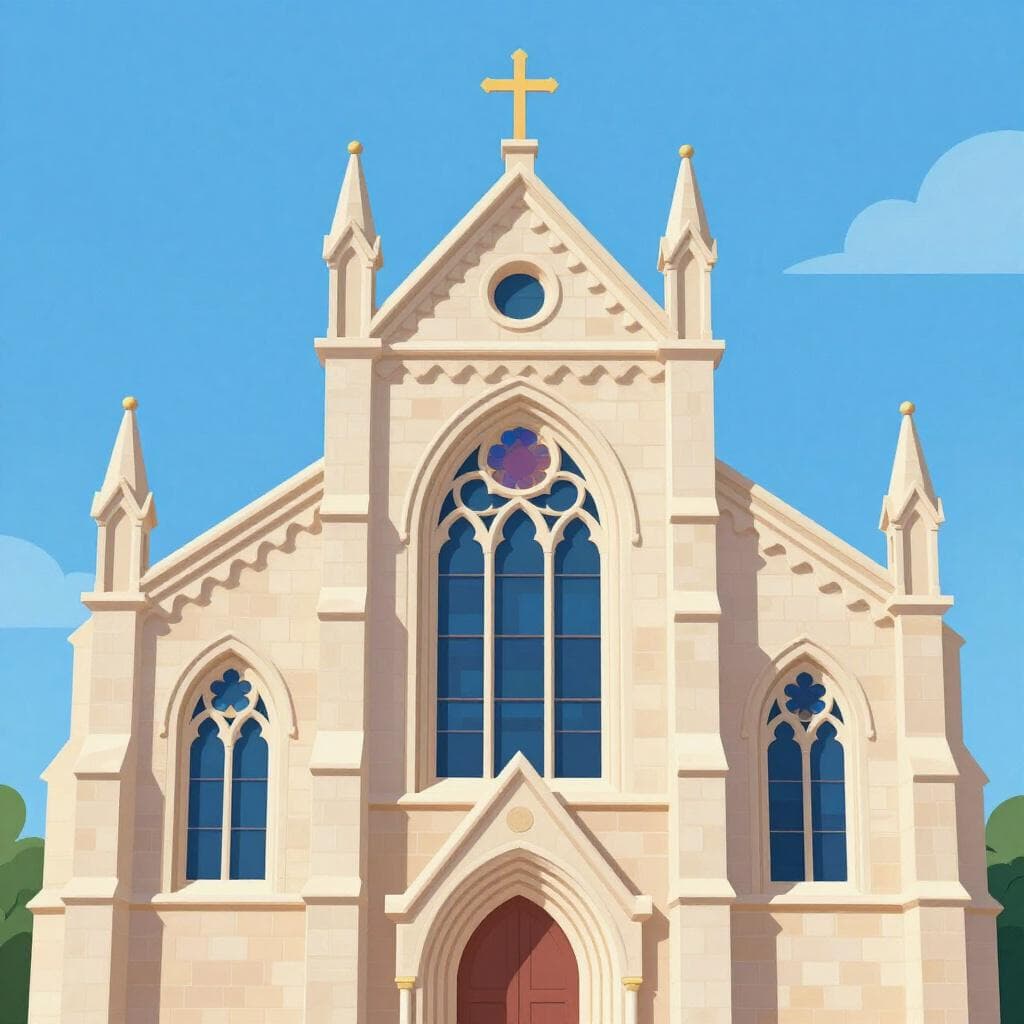 Een prachtige stenen kathedraal met hoge spitsen en glas-in-loodramen.