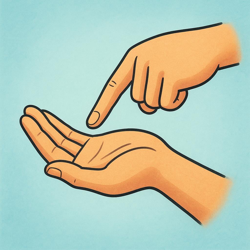 A pair of human hands demonstrating a specific, unique hand gesture or way of holding an object, indicating a specific method or manner.