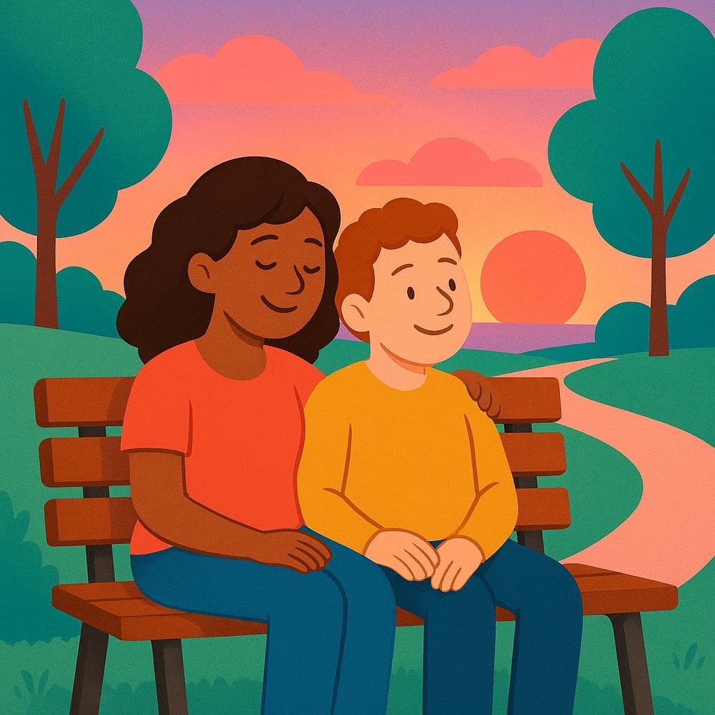 A visual depiction of two people sharing a pleasant moment together, symbolizing companionship.