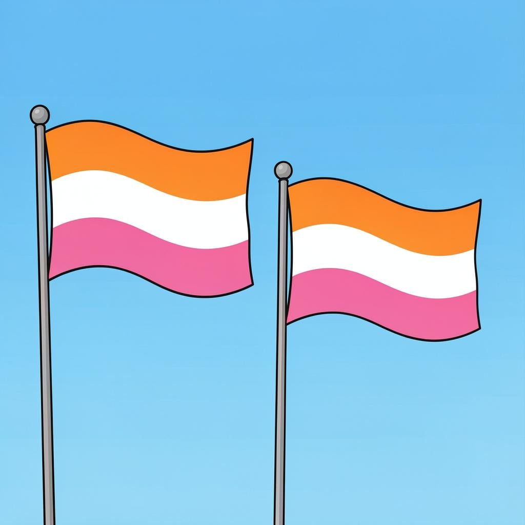 Two colorful pride flags waving side by side.