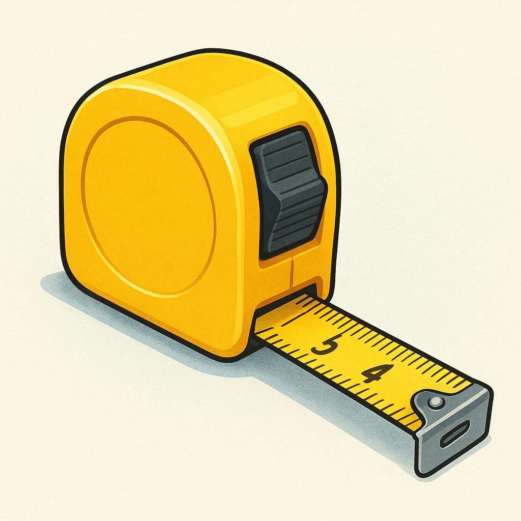 A coiled yellow measuring tape with a metal end, partially extended on a flat surface.