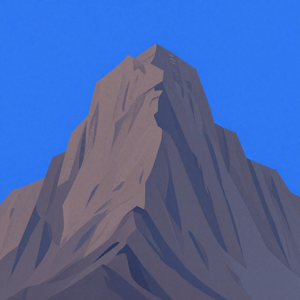 A massive, powerful mountain peak with a glowing golden crown of light at the top.