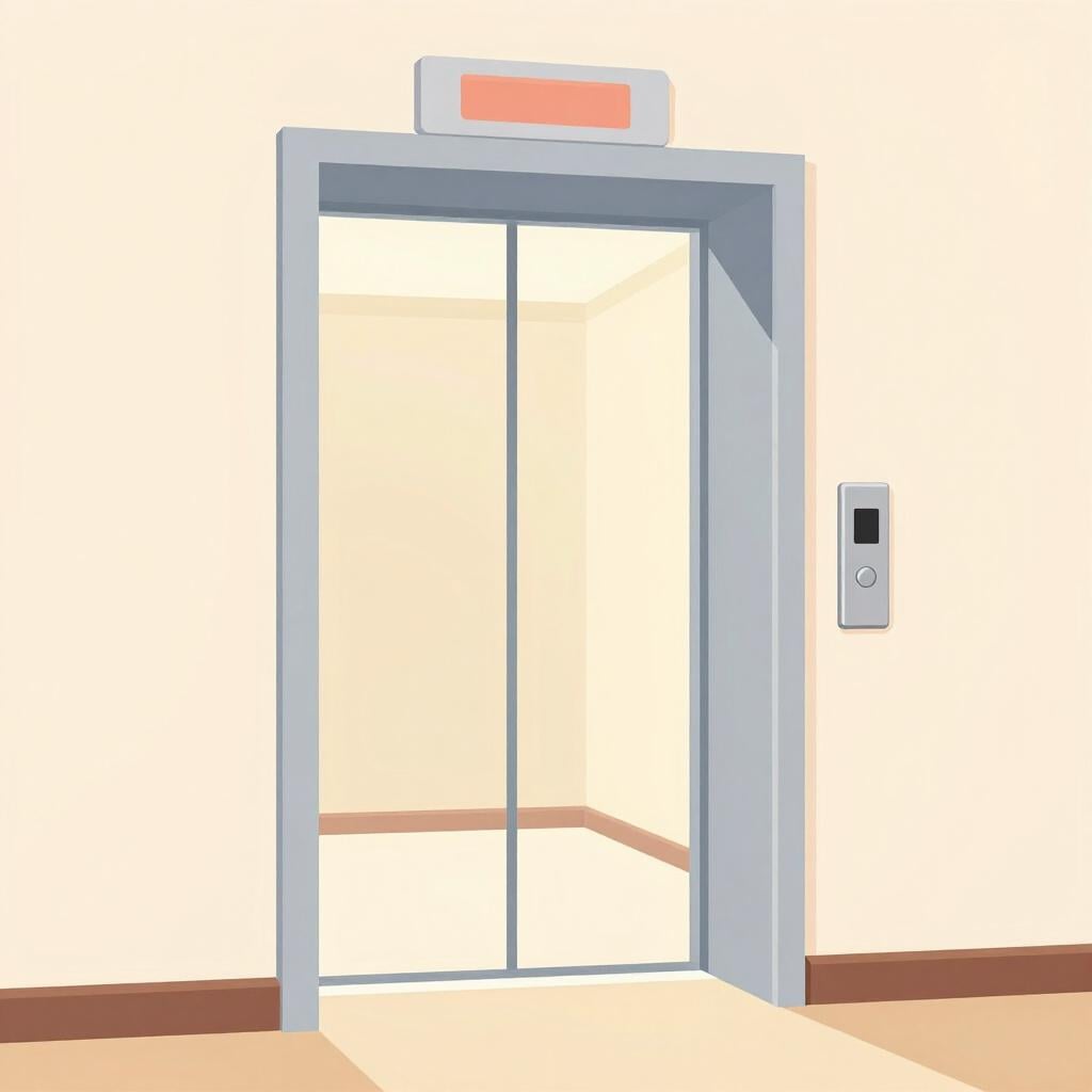 A modern elevator door opening in a clean building hallway.