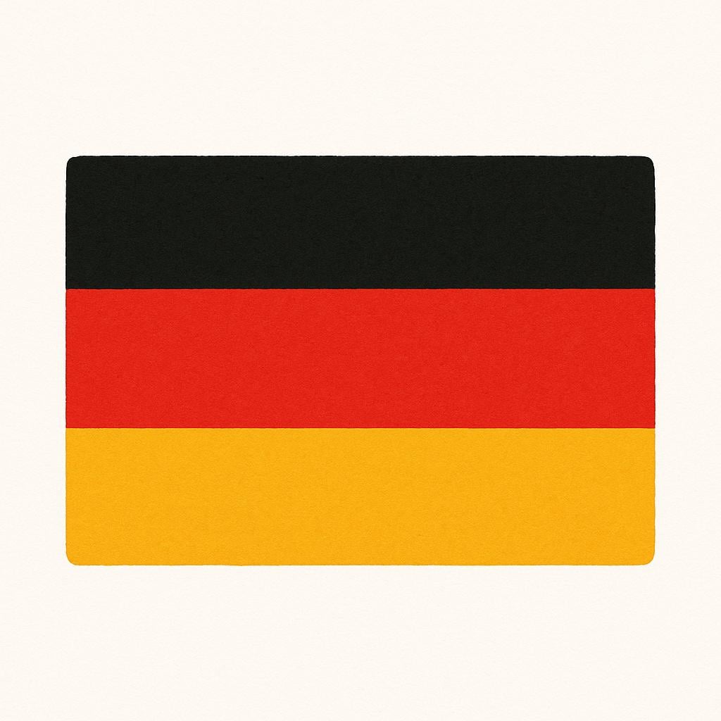 A simple depiction of the German flag, consisting of three horizontal stripes of black, red, and gold.