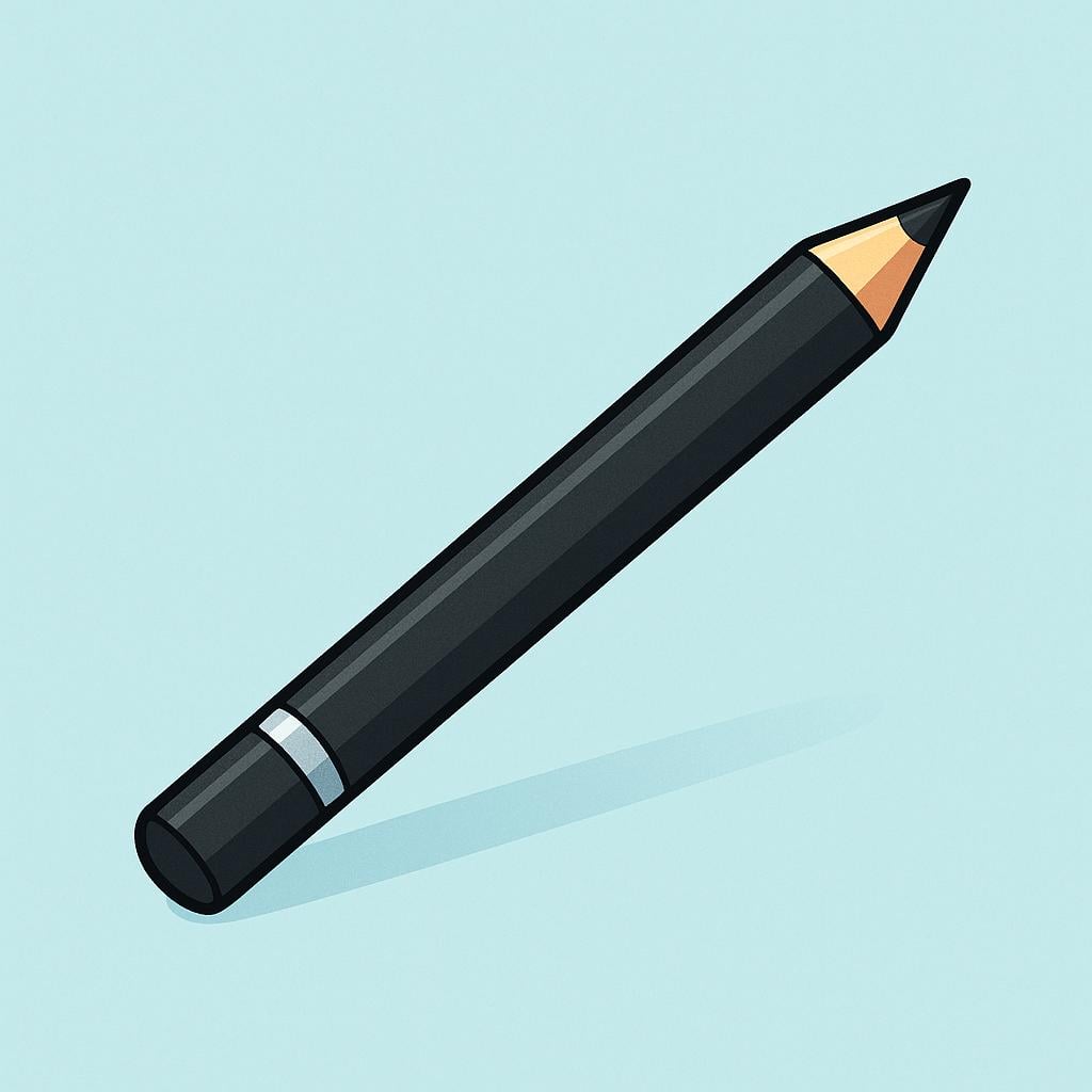 A black cosmetic eyeliner pencil, designed for applying makeup.