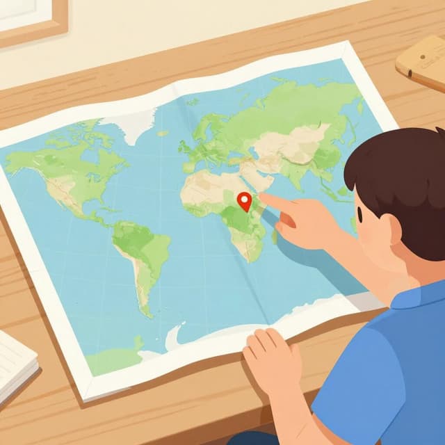 A person looking at a large map spread out on a table.