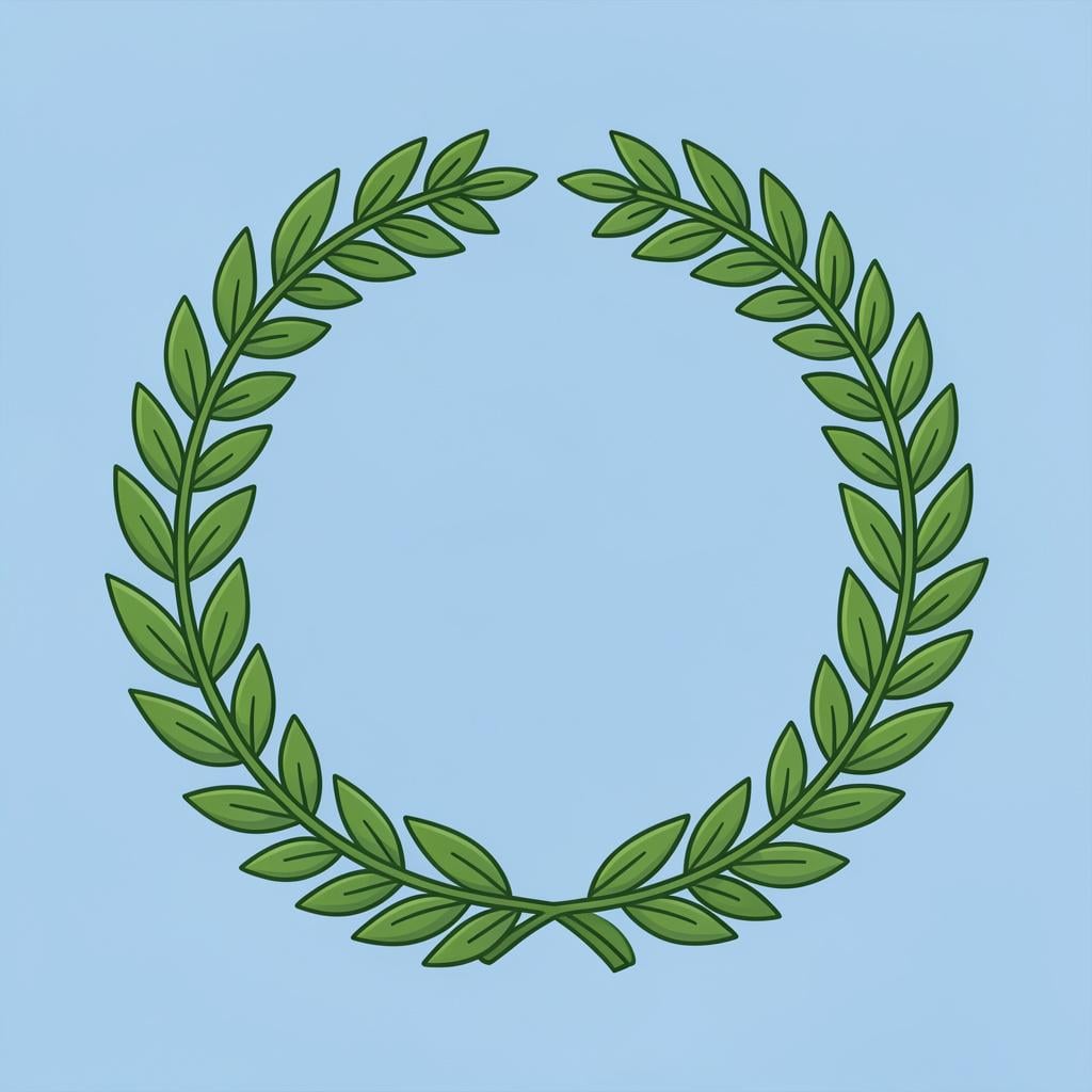 A circular crown made of green leaves, representing victory.