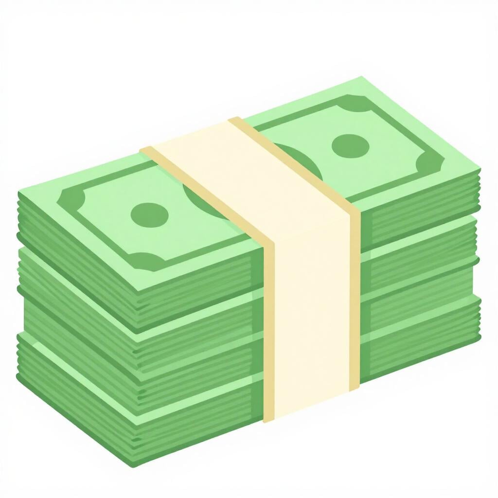 Uma pilha de notas de dinheiro verdes amarradas.