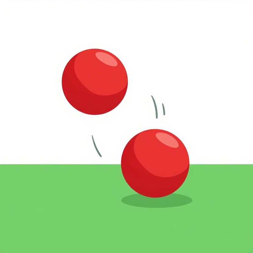 Ein leuchtend roter Ball trifft den Boden und springt mit Bewegungslinien wieder nach oben.