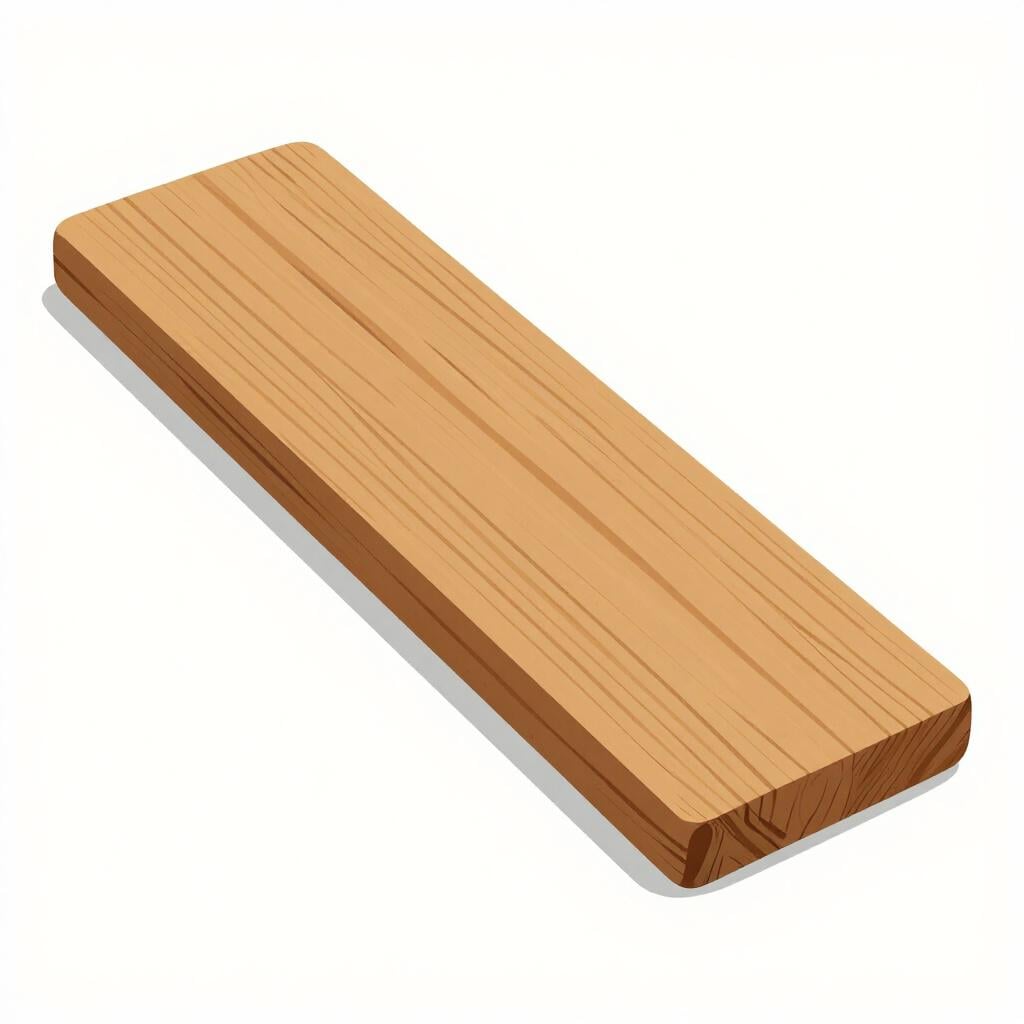 A thick, straight wooden plank that does not bend.