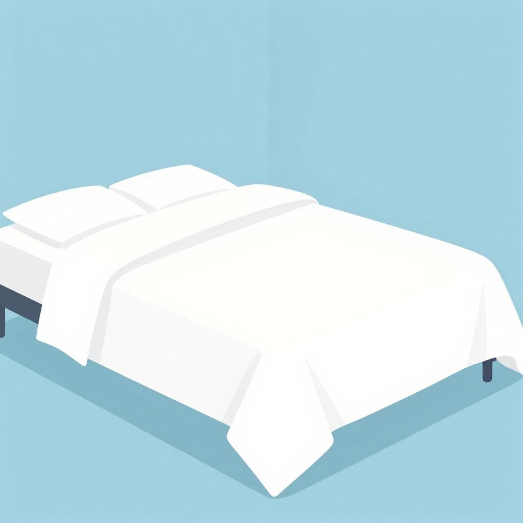 Een fris, wit laken netjes over een matras gedrapeerd.