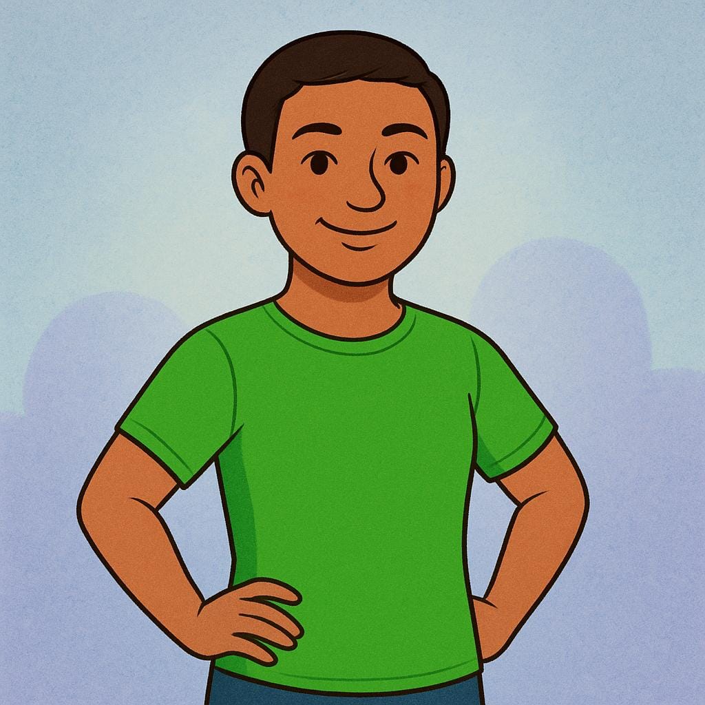 Uma pessoa está vestindo uma camisa verde brilhante perfeitamente ajustada que lhe cai impecavelmente, e ela parece satisfeita.