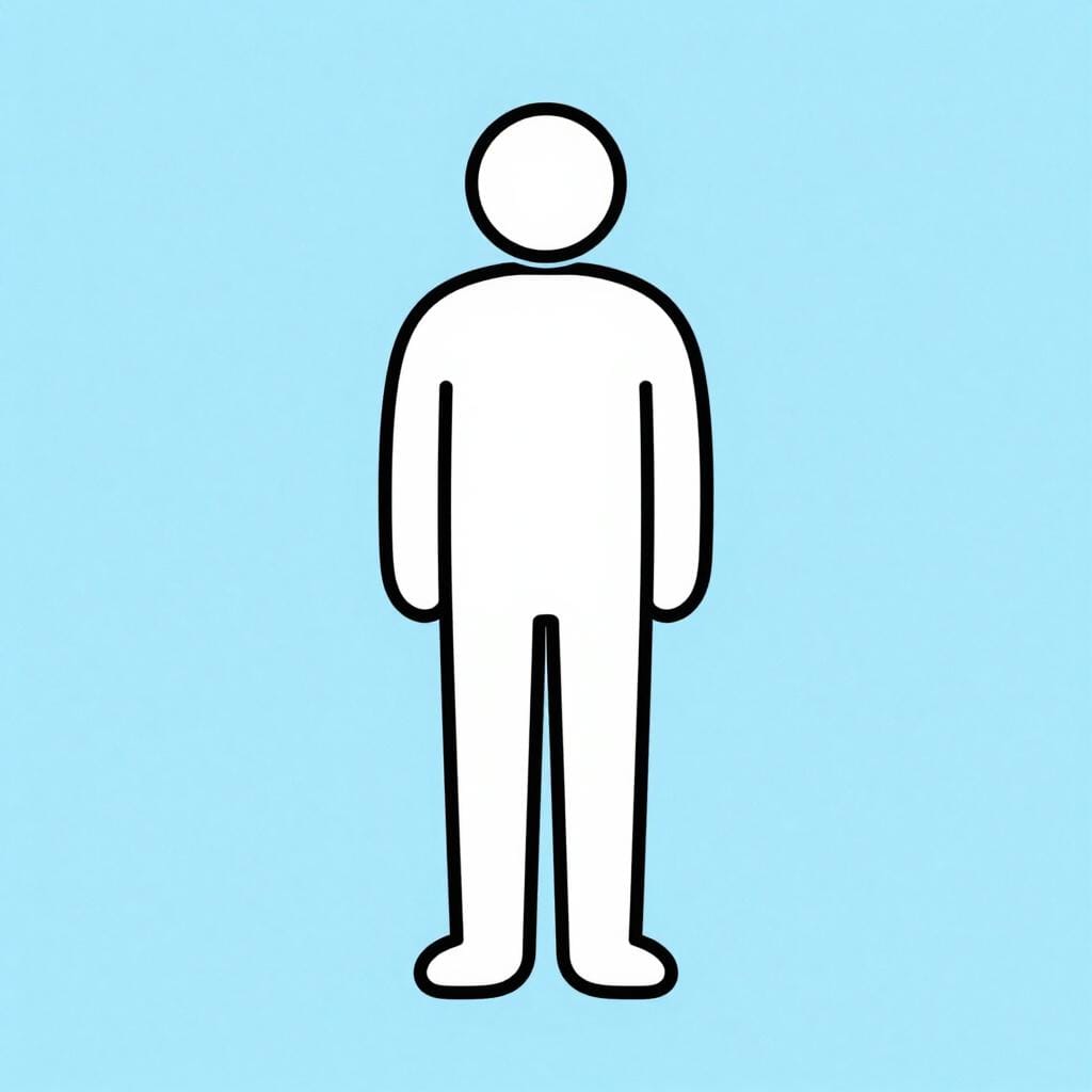 Un dessin simple de la forme athlétique du corps d'une personne debout dans une pose neutre.