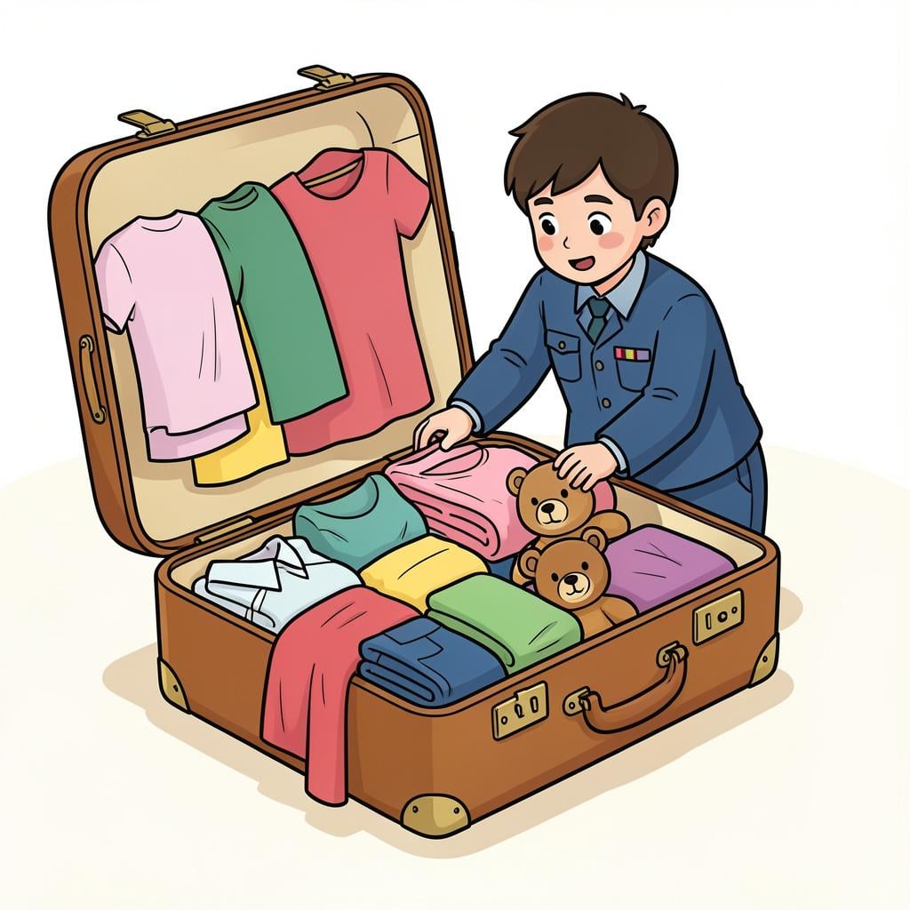 A customs officer looking inside a large open suitcase.