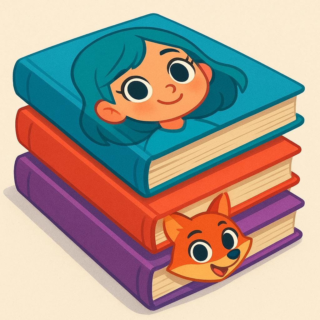 A stack of colorful graphic novels with stylized characters on the covers.