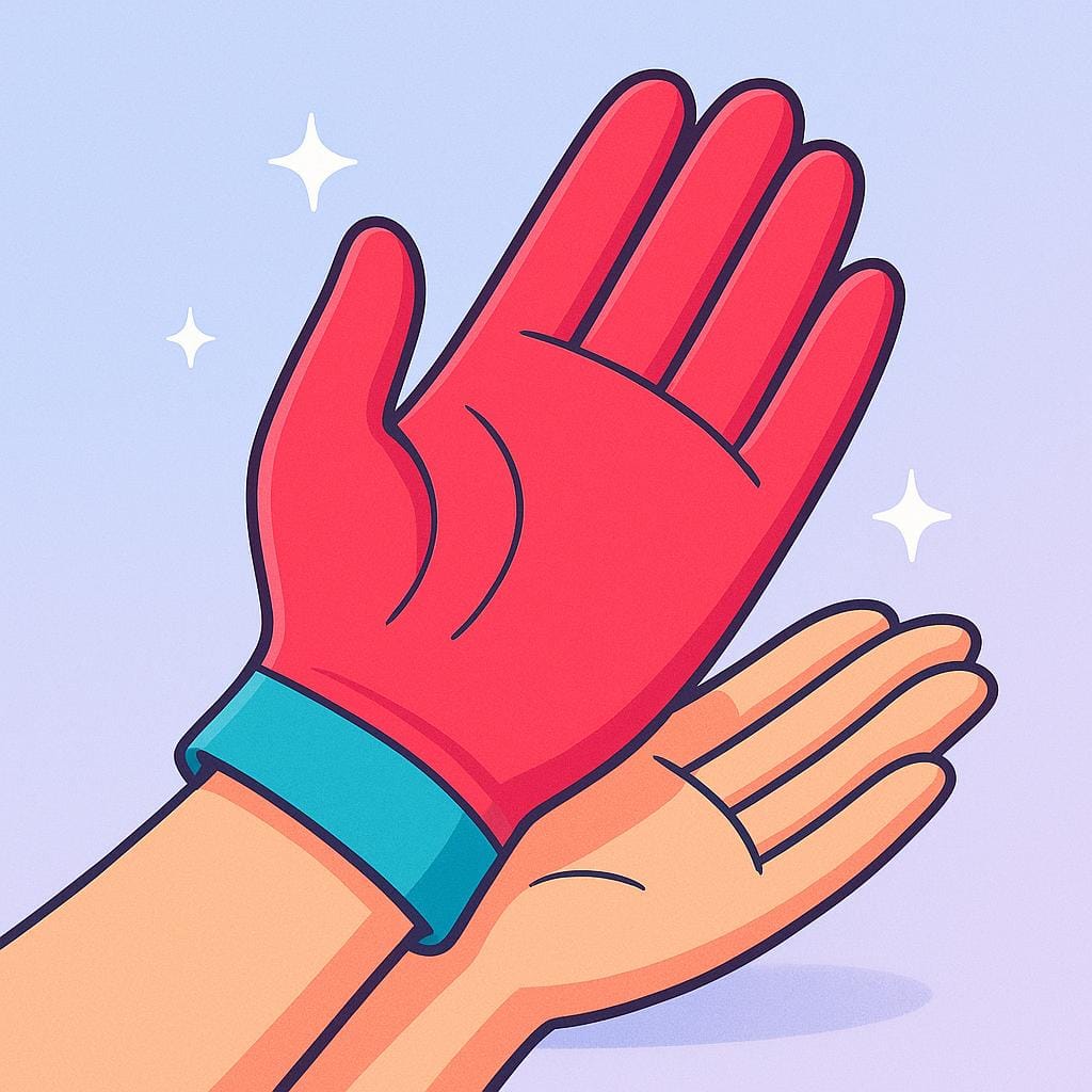 An open hand holding a brightly colored, perfectly fitted glove, symbolizing suitability and appropriateness.