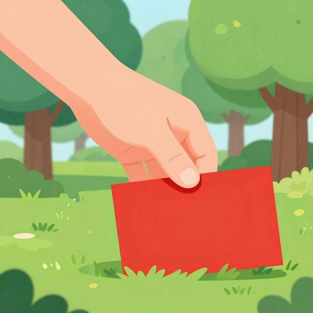 Eine große, ruhige Hand senkt sanft ein buntes Protestschild zu Boden.